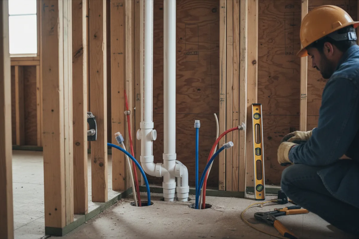 Drain and supply rough-in during Drain Cleaning in Emden